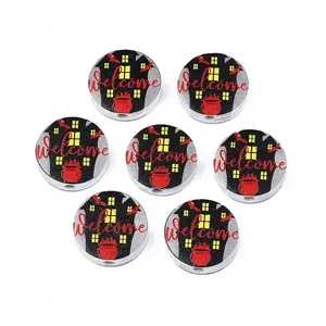 Halloween Printed Natural Wood Beads