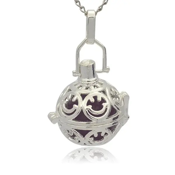 Silver Color Plated Brass Hollow Round Cage Pendants