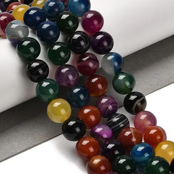 Dyed Natural Banded Agate Beads Strands