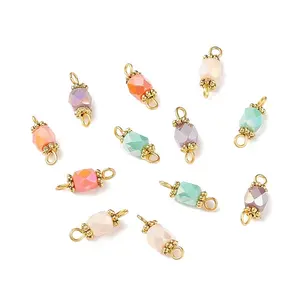 Column Glass Golden Tone Iron Connector Charms