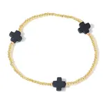 Cross Brass Beaded Stretch Bracelets for Women Gold Thin Chain Fashion Jewelry Accessories