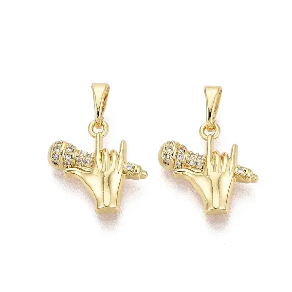 Brass Micro Pave Clear Cubic Zirconia Pendants