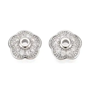 Brass Micro Pave Clear Cubic Zirconia Bead Caps