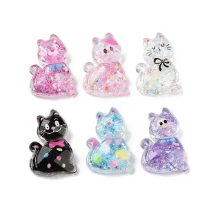 Transparent Resin Bowknot Kitten Decoden Cabochons