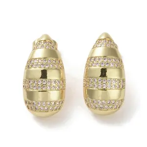 Brass Micro Pave Cubic Zirconia Stud Earrings