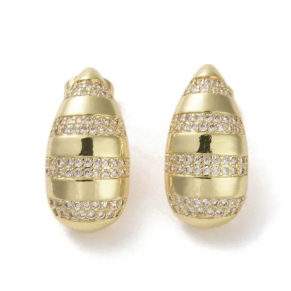 Brass Micro Pave Cubic Zirconia Stud Earrings