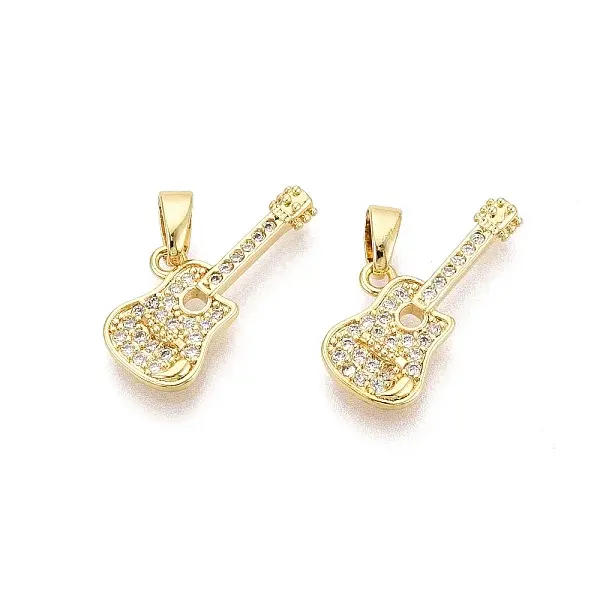 Brass Micro Pave Clear Cubic Zirconia Pendants