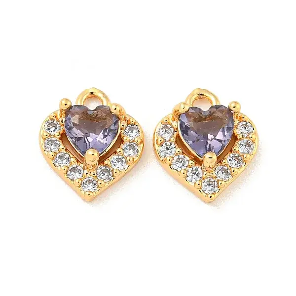 Brass Micro Pave Cubic Zirconia Charms