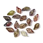 Picasso Baking Paint and Golden Metal Enlaced Glass Beads