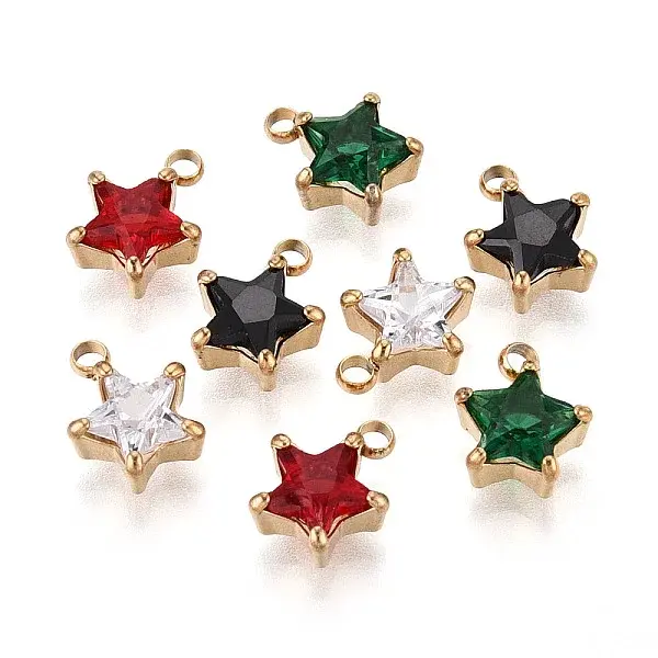 304 Stainless Steel and Cubic Zirconia Pendants