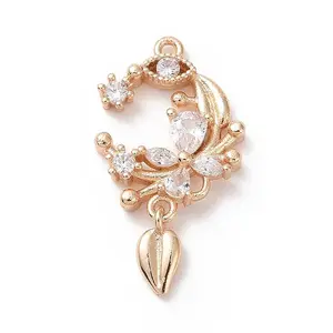 Brass Micro Pave Clear Cubic Zirconia Pendants