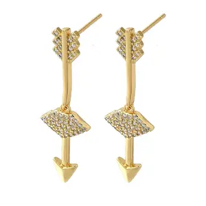 Rack Plating Brass Micro Pave Clear Cubic Zirconia Stud Earrings