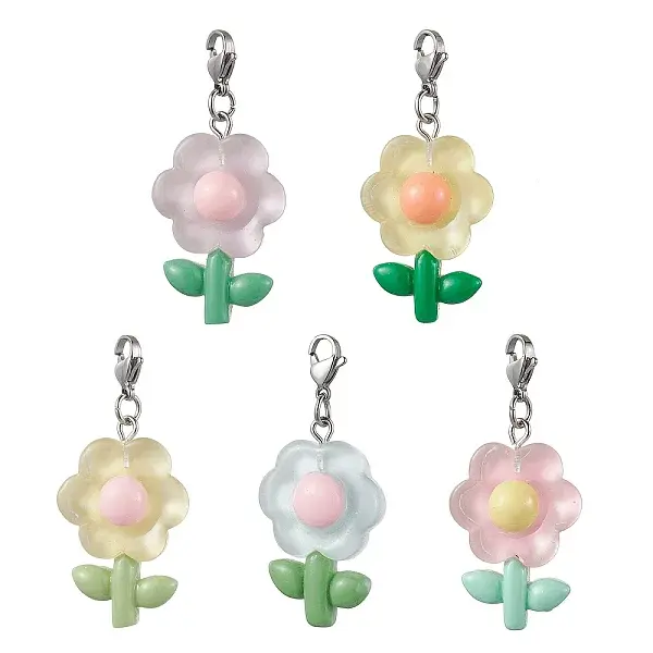Translucent Resin Flower Pendant Decorations