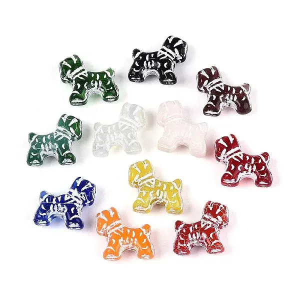 Dog Painted Glass Beads