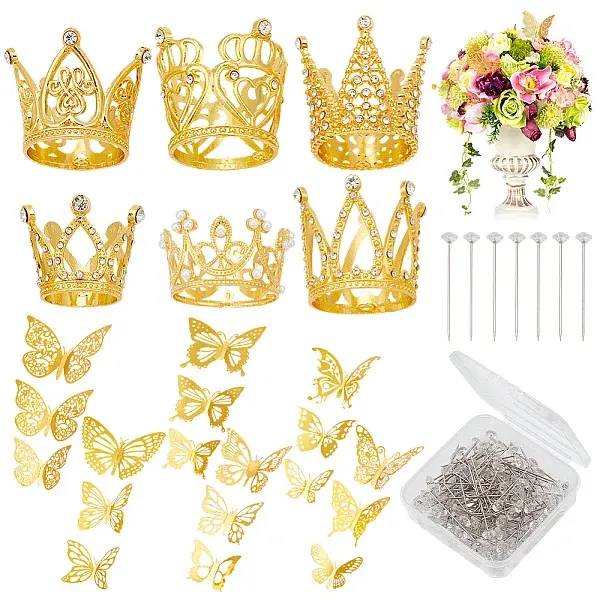 Alloy Rhinstone Crowns Cake Topper