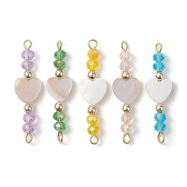 5Pcs 5 Styles Faceted Glass Connector Charms