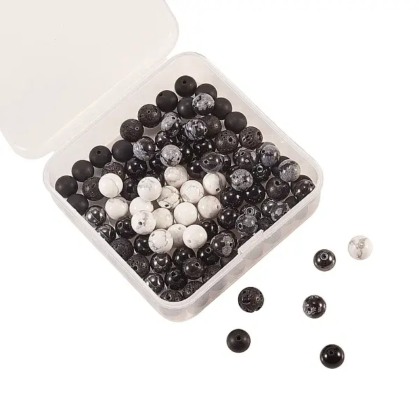 120Pcs 6 Style Natural & Synthetic Gemstone Round Beads Sets