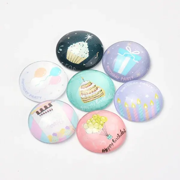 Printed Glass Flat Back Cabochons