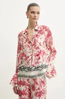 Košile Simona Corsellini dámská, béžová barva, regular, s klasickým límcem, P25CPCA001