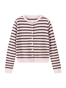 MANGO Kardigán 'DALTON'  tmavohnedá / ružová