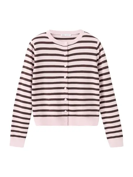 MANGO Kardigán 'DALTON'  tmavohnedá / ružová