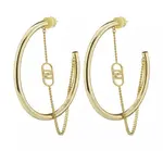 Liu Jo Pozlacené kruhové náušnice s řetízkem LJ2774