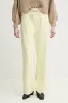 Kalhoty Nanushka CALIE dámské, žlutá barva, široké, high waist, NW25RSPA06513