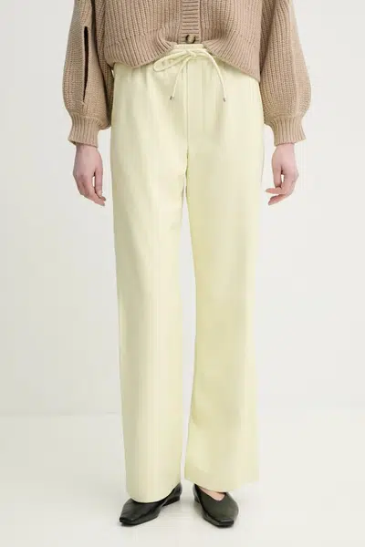 Kalhoty Nanushka CALIE dámské, žlutá barva, široké, high waist, NW25RSPA06513