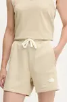 Kraťasy The North Face Terry Relaxed dámské, béžová barva, high waist, NF0A8C273X41
