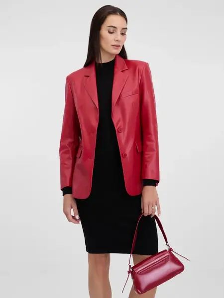 Červená dámska kožená bunda ORSAY