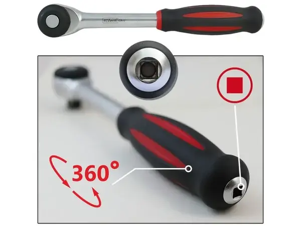 4CZech Ráčna s otočnou rukojetí 1/4", 52z, 182 mm - 4CZ-144-11