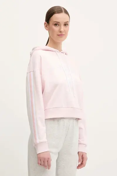 Mikina Guess YARROW dámská, růžová barva, s kapucí, s aplikací, V5GQ17 KCRT1