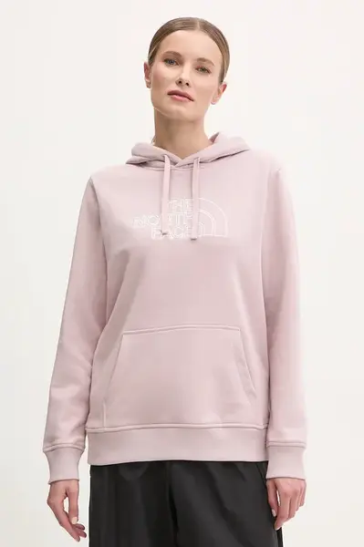 Mikina The North Face Drew Peak Light dámská, růžová barva, s kapucí, hladká, NF0A8C1DARF1