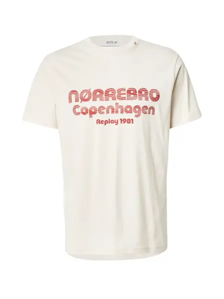 REPLAY Tričko  béžová / červená