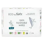 ECO BY NATY Vlhčené ubrousky Naty bez vůně splachovatelné 3 x 56 ks