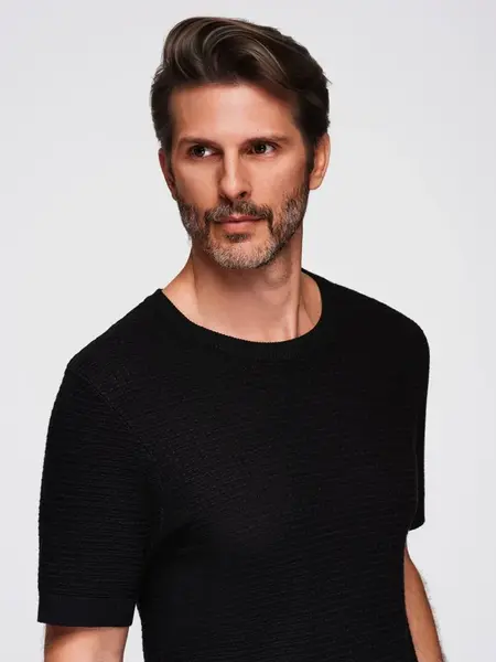 Ombre Men's structured knitted t-shirt - black