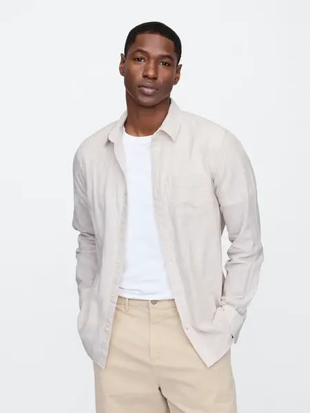 GAP Lněná košile Standard Fit - Pánské