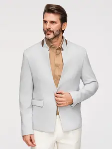 Ombre Men's melange rayon jacket with stand-up collar - grey melange