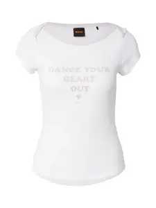 BOSS Tričko 'C_Etendu'  orgovánová / biela