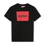 Dětské bavlněné tričko HUGO černá barva, s potiskem, G00334