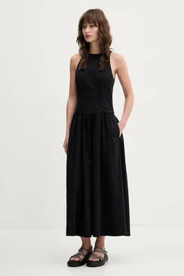 Šaty Abercrombie & Fitch černá barva, midi, KI159-5488