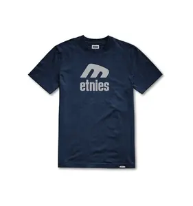 Etnies pánské tričko Icon E S/S Navy / Grey | Modrá | Velikost M | 100% bavlna