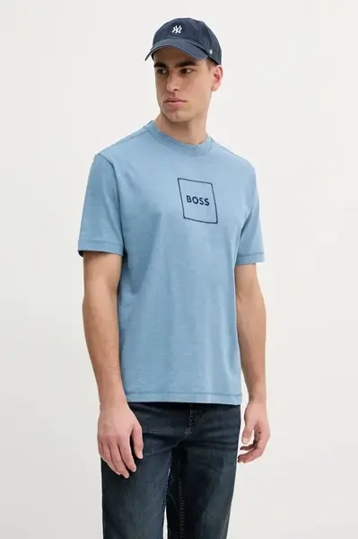 Tričko s příměsí lnu BOSS Orange