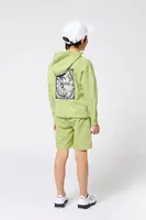 Dětská mikina BOSS zelená barva, s potiskem, J52235