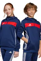 Dětská mikina adidas Performance tmavomodrá barva, s kapucí, vzorovaná, JD3054