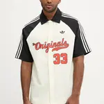 Košile adidas Originals Winter Shooter pánská, béžová barva, relaxed, JM0514