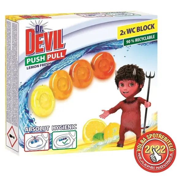 DR.DEVIL WC PushPull Bodový blok Lime Twister 75 ml