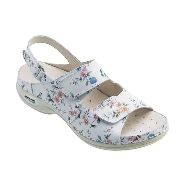 Nursing Care HELSINKI pracovní kožený pratelný sandál dámský květy WG9F1, 38