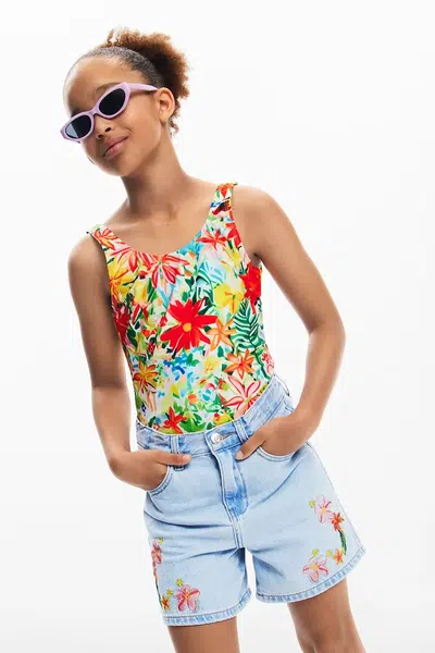 Dětské riflové kraťasy Desigual modrá barva, s aplikací, 25SGDD01