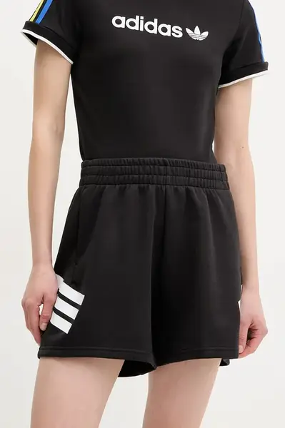 Kraťasy adidas Future Icons dámské, černá barva, s potiskem, high waist, JC5443